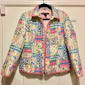 Vintage Silkland Patchwork Quilt Blazer Sz L